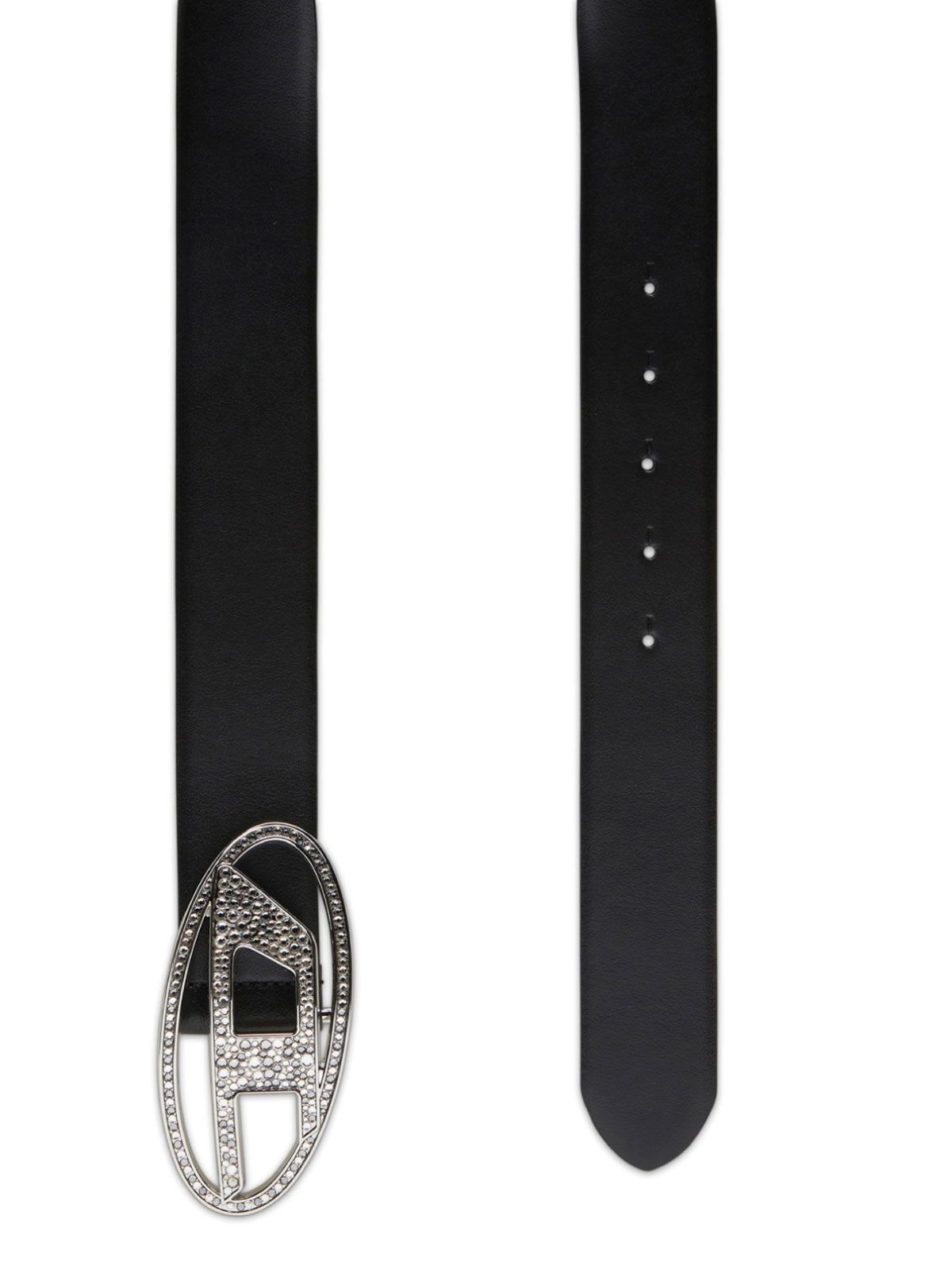 Diesel women's B-1dr black belt with white rhinestones